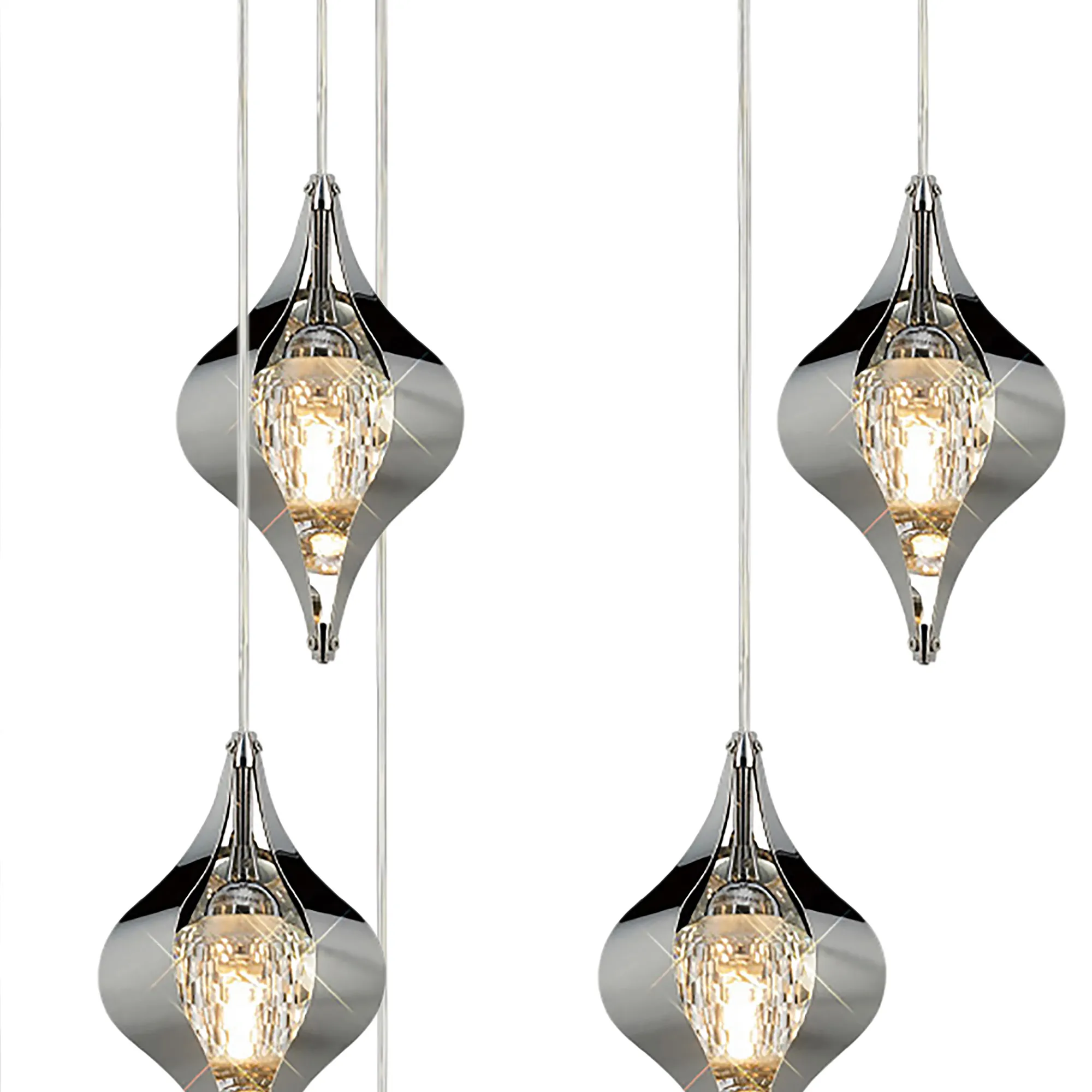 Amano 66cm Round Pendant, 9 Light Adjustable G9, Polished Chrome/Crystal IL31855CH  Diyas Amano
